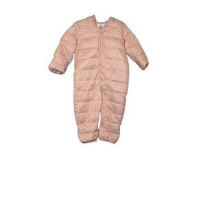 GAP Baby Girl Lightweight Puffer One-Piece with Hood in Pink Size 12-18 Months